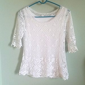White crocheted top